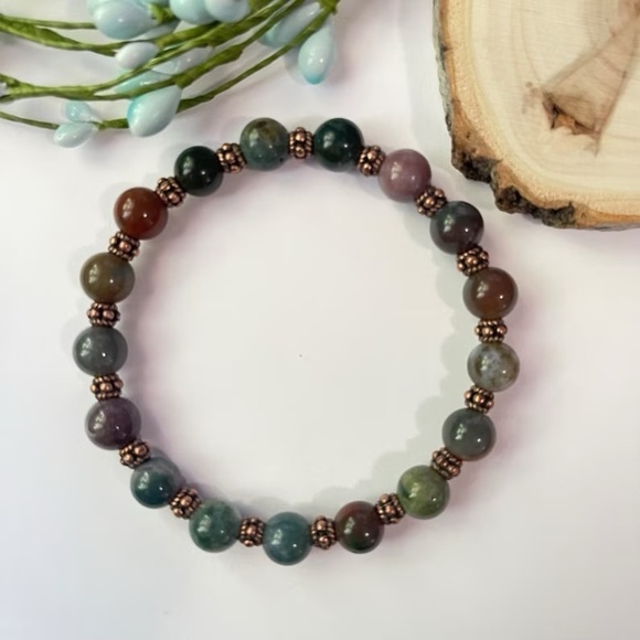 NWOT Handmade Indian Agate and Copper Bracelet - Picture 1 of 6